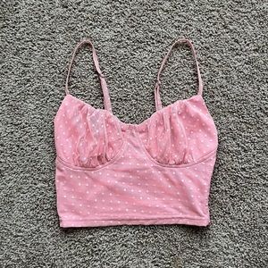 Showpo pink dot bustier crop top